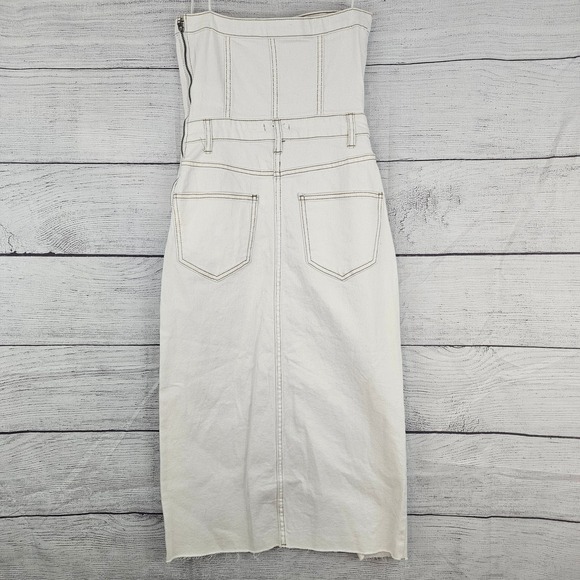 GB Gianni Bini S Small Strapless Denim Midi Jean Dress Off-White Slit NWT L797 - Picture 5 of 10